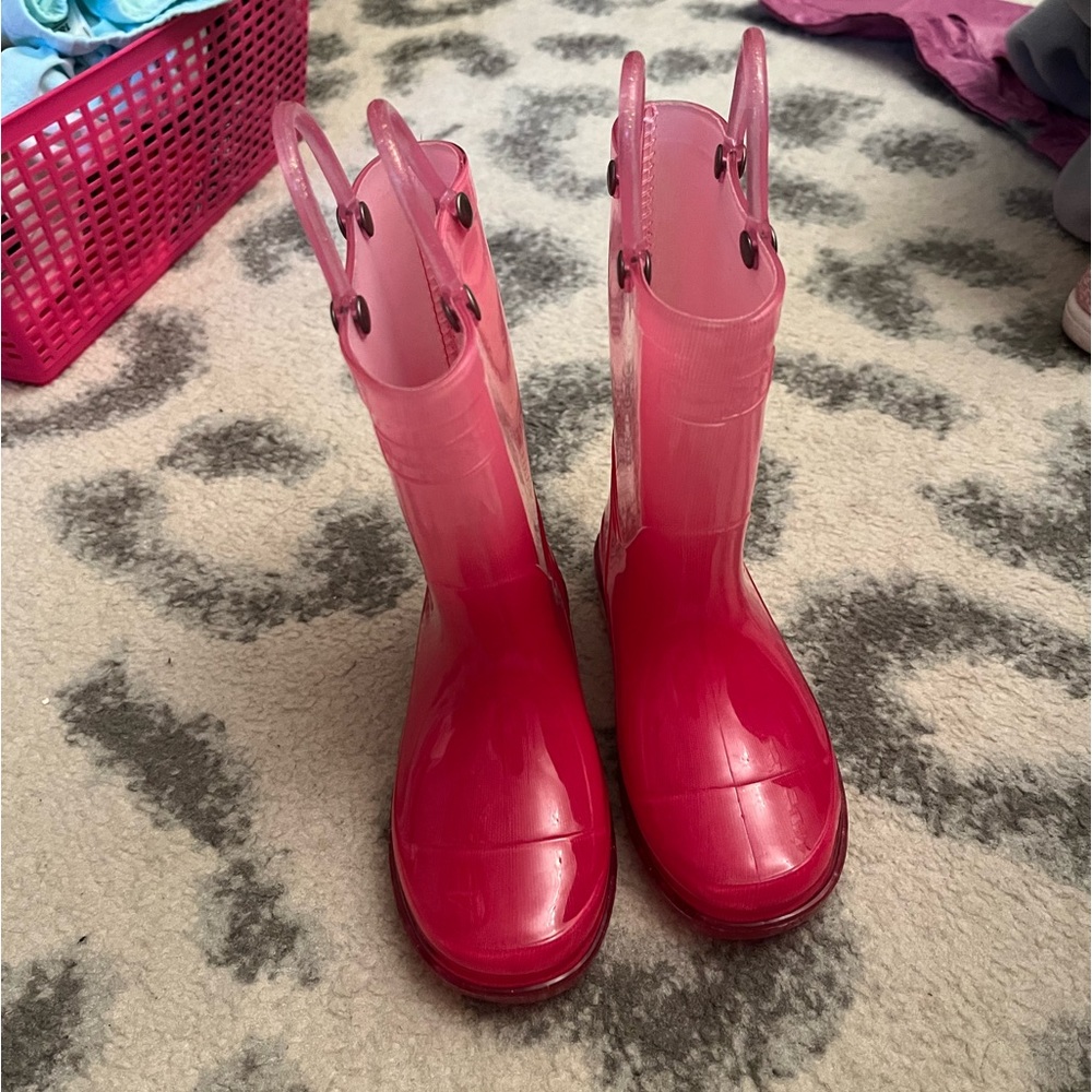 Western chief size 7 toddler ombré pink rain boots
